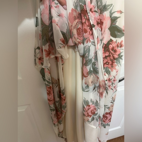 Lulus Cream Floral Print Maxi Dress Size XS Extra Small - Picture 2 of 7
